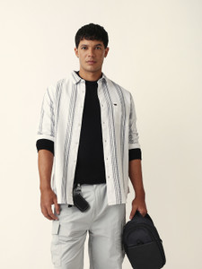 THE BEAR HOUSE Men Striped Casual White