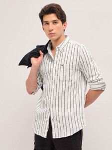 THE BEAR HOUSE Men Striped Casual White