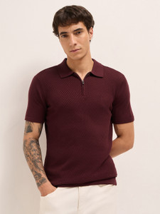 THE BEAR HOUSE Self Design Men Polo