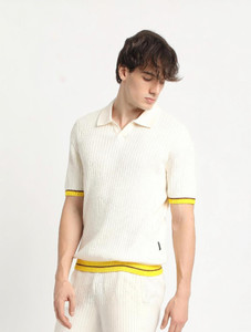 THE BEAR HOUSE Self Design Men Polo