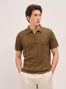 THE BEAR HOUSE Self Design Men Polo