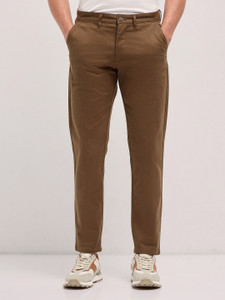 the bear house slim fit men brown trousers