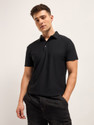 THE BEAR HOUSE Solid Men Polo Neck Black T-Shirt