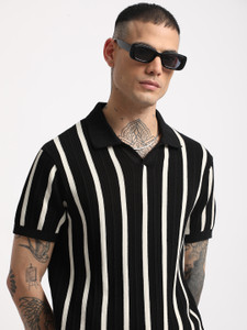 THE BEAR HOUSE Striped Men Polo Neck