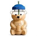 Bear Shaped Glass Cup with Straw &amp; Lid, 400ml Borosilicate Glass Tumbler, Cute Teddy Bear Sipper for Iced Coffee, Boba Tea, Reusable Leakproof Drinking Cup for Women &amp; Girls (Blue)
