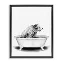 Bear in Tub Rustic Bathroom, 17 x 21 Inch Canvas in Floater Frame