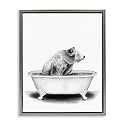 Bear in Tub Rustic Bathroom, 25 x 31 Inch Canvas in Floater Frame