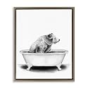 Bear in Tub Rustic Bathroom, 25 x 31 Inch Canvas in Floater Frame