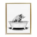Bear in Tub Rustic Bathroom, 25 x 31 Inch Canvas in Floater Frame
