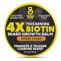 The Beard Club Biotin Beard Balm for Men - Beard Growth Shea Butter with Castor &amp; Coconut Oil - Moisturizing, Hydrating and Softening Cream - Amber Cedar Scent - 4 oz