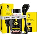 The Beard Club Derma Roller and Beard Growth Gummies Bundle - Mens Grooming Kit with 540 Titanium Microneedle Face Roller 0.25 mm and Biotin Vitamin Gummy Supplement for Facial Hair