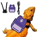 Bearded Dragon Harness Leash Soft Leather Harness with Backpack Patch Adjustable Strap Outside Walk Training Leash for Reptile Lizard Amphibians (Purple)
