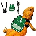 Bearded Dragon Harness Leash Soft Leather Harness with Backpack Patch Adjustable Strap Outside Walk Training Leash for Reptile Lizard Amphibians (Green)