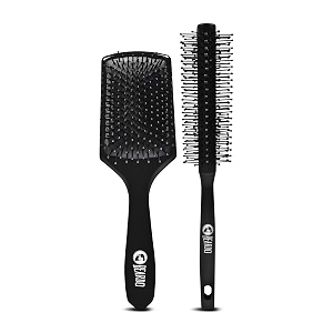 beardo detangling hair brush amp roller hair brush set of 2  detangling curls smoothening frizz control shine paddle hair brush for men  smoothening amp volumizing comb for men  men accessorie  for all hair types