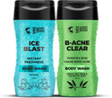 BEARDO Ice Blast Body wash & B-Acne Clear Body Wash 200 ml Each | Skin Purification (2 Items in the set)