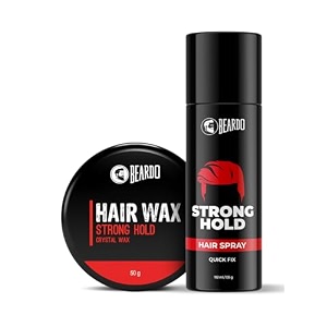 beardo strong hold hair styling kit with hair spray 192ml and crystal hair wax 50g  hair styling hair setting spray  quick fix  gift for brother  gift for friend