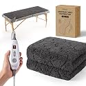 Bearhug Massage Table Warmer Heating Pad 30” x 71”, Dark Grey Sherpa Wool Electric Heating Pad with 1-9 Hours & 10 Heating Levels, LED Controller, Machine Washable