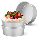 Beasea 8 Inch Cake Pans Set of 3, Aluminum Alloy Round Chiffon Cake Pans for Birthday Party Wedding, Metal Cakes Tin Mold for Baking - Fixed Bottom