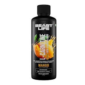 beastlife l-carnitine liquid  1100mg mango flavor 450 ml 30 servings converts fat to energy  supports weight loss amp fat burn  with vitamin b5  no added sugar