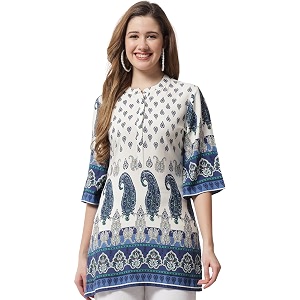 BEATNIK Womens Off White Kurti Fabric