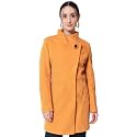 Beatnik Wool Solid Shawl Collar Mustard Women
