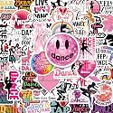 BEATRI Dancing Stickers Waterproof Vinyl 50Pcs Pink Dancer Decor