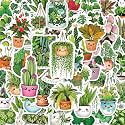 BEATRI Green Plants Stickers 50Pcs Waterproof Vinyl Plant Floral Decor