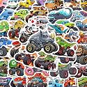 BEATRI Monster Truck Stickers 50Pcs Waterproof Vinyl Truck Animals Decor
