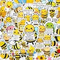 BEATRI Positive Bee Stickers 50Pcs Waterproof Vinyl Bee Decorations