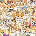BEATRI Positive Corgi Stickers 50Pcs Pets Dog Corgi Waterproof Vinyl Decor