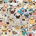 BEATRI Pug Stickers 50Pcs Waterproof Vinyl Dog Pug Lover Decor
