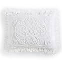 Beatrice Home Fashions Medallion Standard Cotton Chenille Sham, White (Pack of 12)