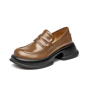 BEAU TODAY Womens Platform Loafers Leather Penny