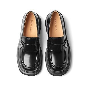 BEAU TODAY Womens Platform Loafers Leather Penny
