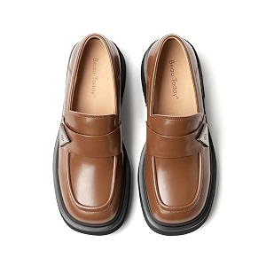 BEAU TODAY Womens Platform Loafers Leather Penny