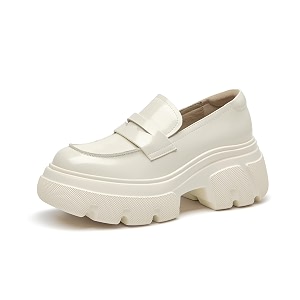 BEAU TODAY Womens Platform Loafers Leather Penny