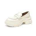BEAU TODAY Womens Platform Loafers Leather Penny