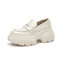 BEAU TODAY Womens Platform Loafers Leather Penny
