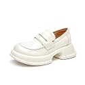 BEAU TODAY Womens Platform Loafers Leather Penny