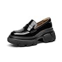 BEAU TODAY Womens Platform Loafers Leather Penny