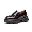 BEAU TODAY Womens Platform Loafers Leather Penny