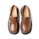 BEAU TODAY Womens Platform Loafers Leather Penny