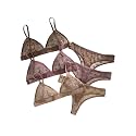 BEAUDRM Women's 3 Pack Matching Bra and Panty Sets Mesh Sexy Lingerie Sets