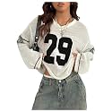 BEAUDRM Women39s Y2k Tops Oversized Crochet Jersey