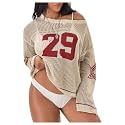BEAUDRM Women39s Y2k Tops Oversized Crochet Jersey