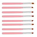Beaupretty 8pcs Pink Nail Art Brush Set Nail Painting Drawing Pens Manicure Supplies for DIY Designs and Professional Use