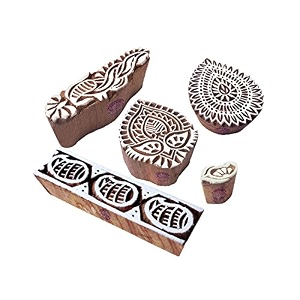 beautiful shapes paisley and border wood block print stamps set of 5