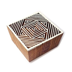 beautiful square geometric shape wooden block for printing - diy henna fabric textile paper clay pottery block printing stamp