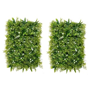 artificial wall grass 9 pcs for home decoration grass mat for wall vertical garden artificial plants green leaves design 50cm x 50cm x 5cm plastic pack of 9