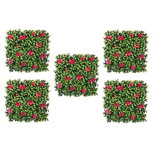 artificial wall grass 5 pcs for home decoration grass mat for wall vertical garden artificial plants lemon green and red design 50cm x 50cm x 5cm plastic pack of 5